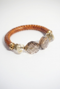 brazalete cuarzos marrones, citrinos amarillos y labradoritas