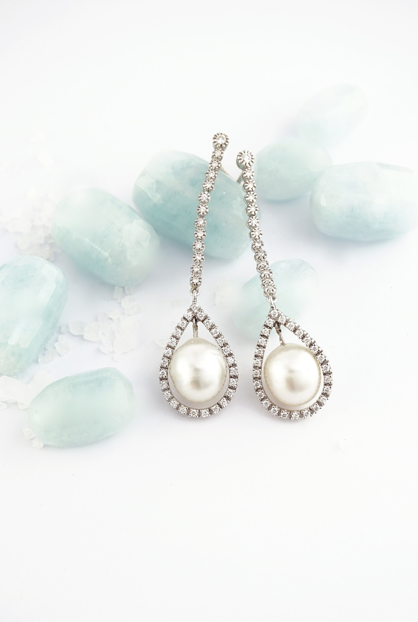 Pendientes novia de perlas | Joyas diamantes oro