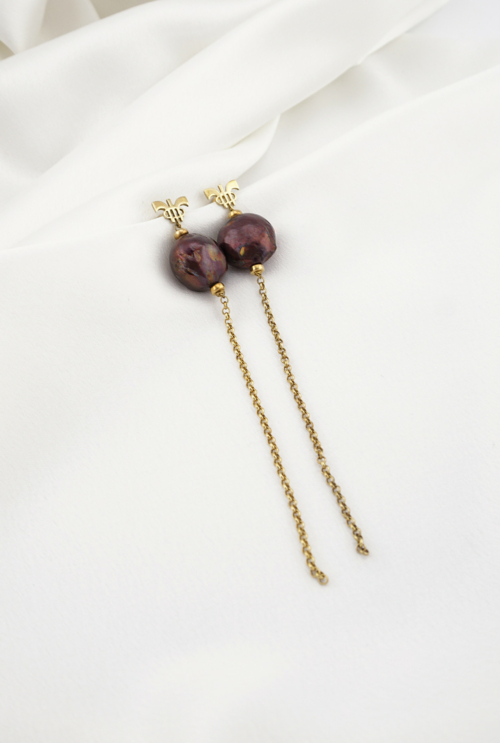 Pendientes perlas chocolate