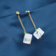 Pendientes cuarzos craquelados largos